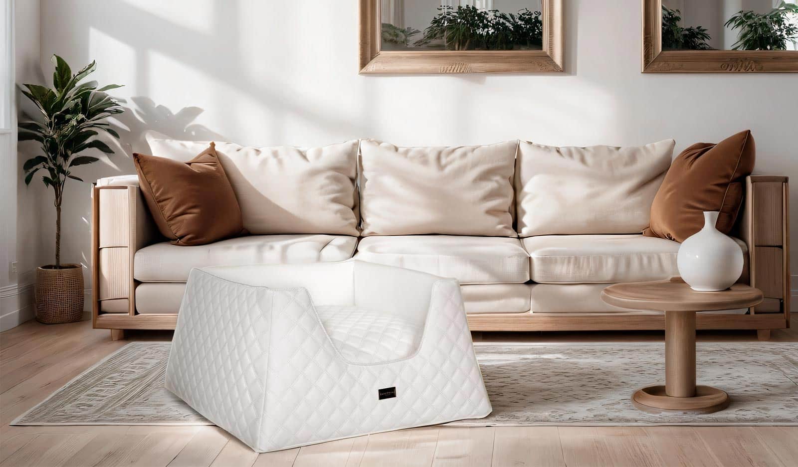 Capri White Quilted Dogbed anteprima venetian premium dog bed