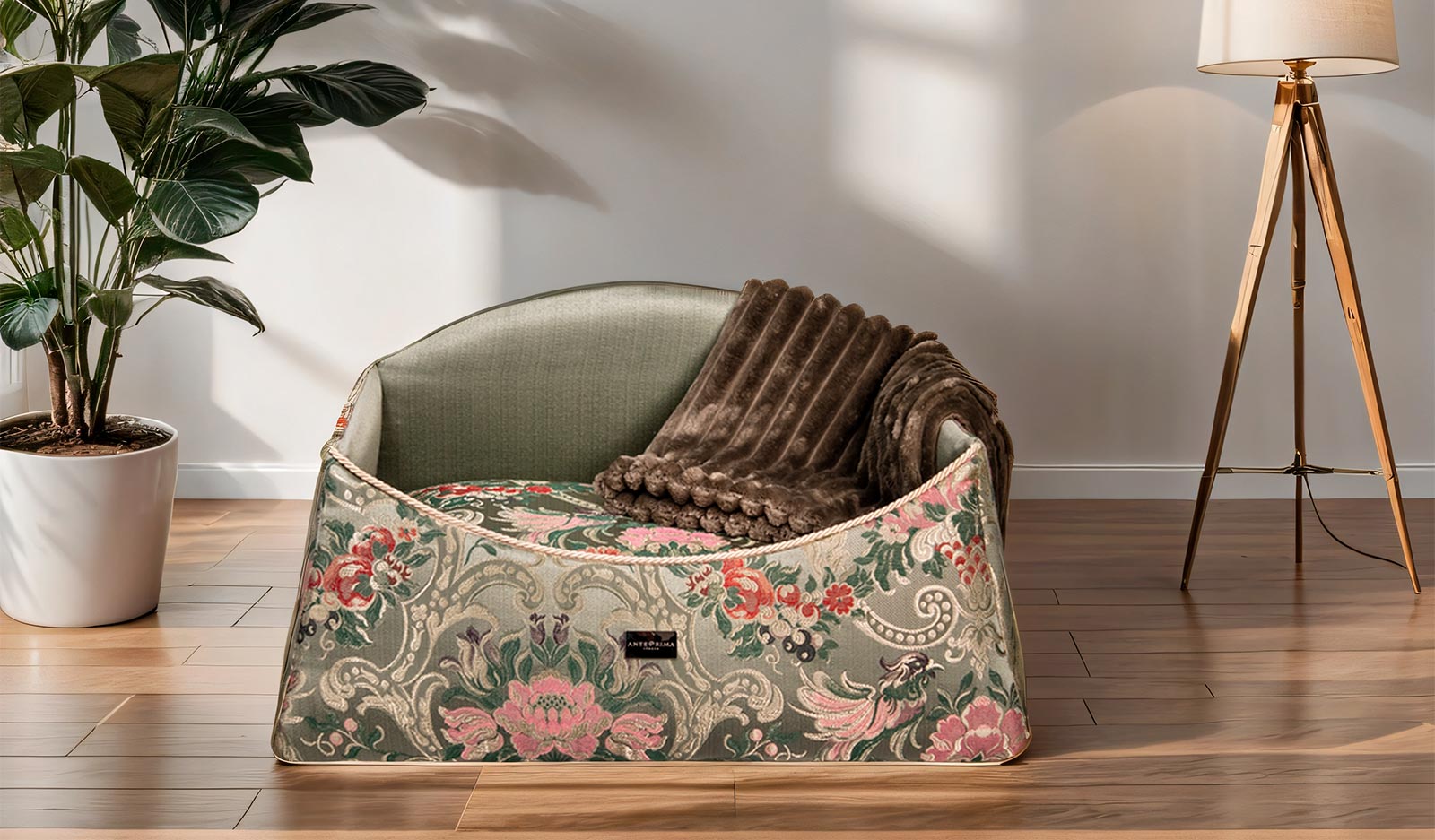 Siena Olive Damask Dogbed anteprima venetian dogbed