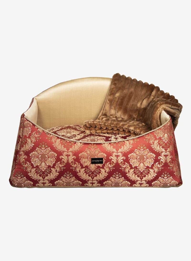 Siena Red Damask Dogbed anteprima venetian dogbed