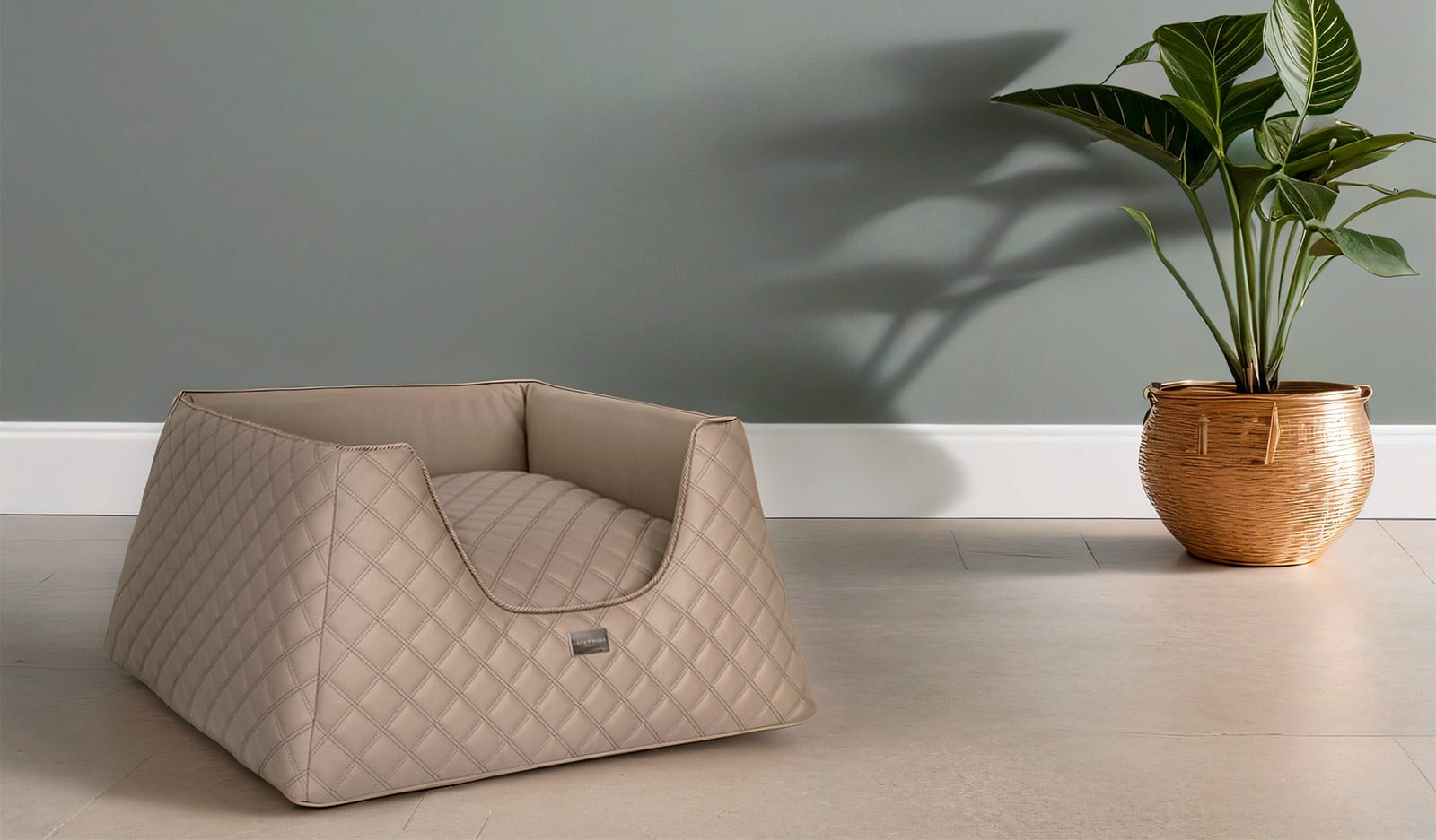 Capri Taupe Quilted Dogbed anteprima venetian premium dog bed