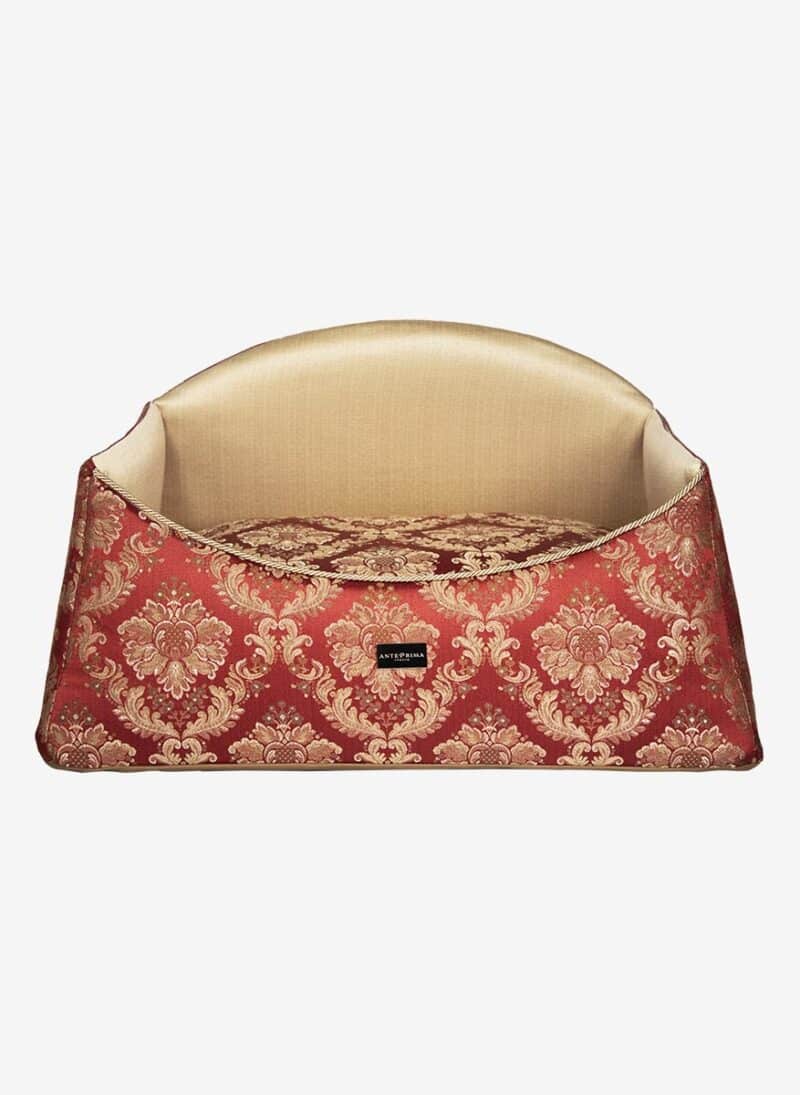 Siena Red Damask Dogbed anteprima venetian dogbed