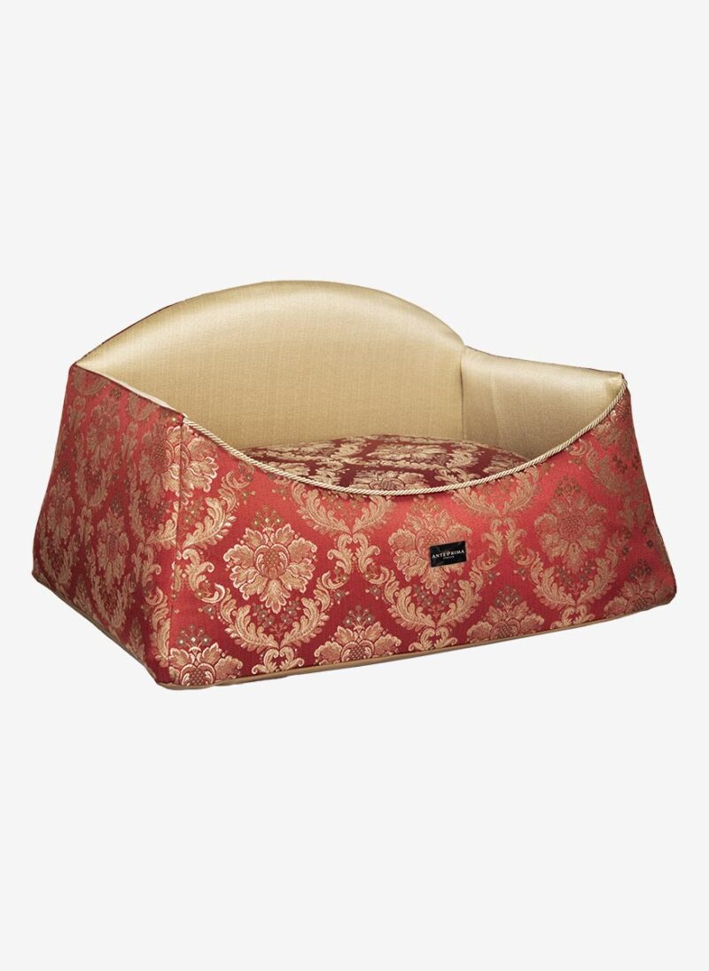 Siena Red Damask Dogbed anteprima venetian dogbed