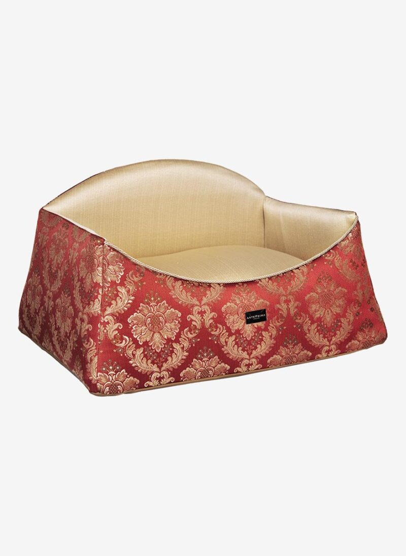 Siena Red Damask Dogbed anteprima venetian dogbed