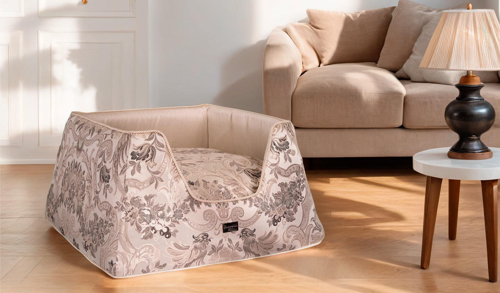 Venezia Beige Damask Dogbed anteprima venetian dogbed